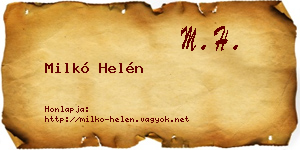 Milkó Helén névjegykártya
